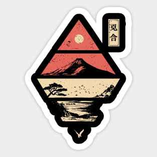Geometric Japanese Landscape in Abstract Form Sticker
